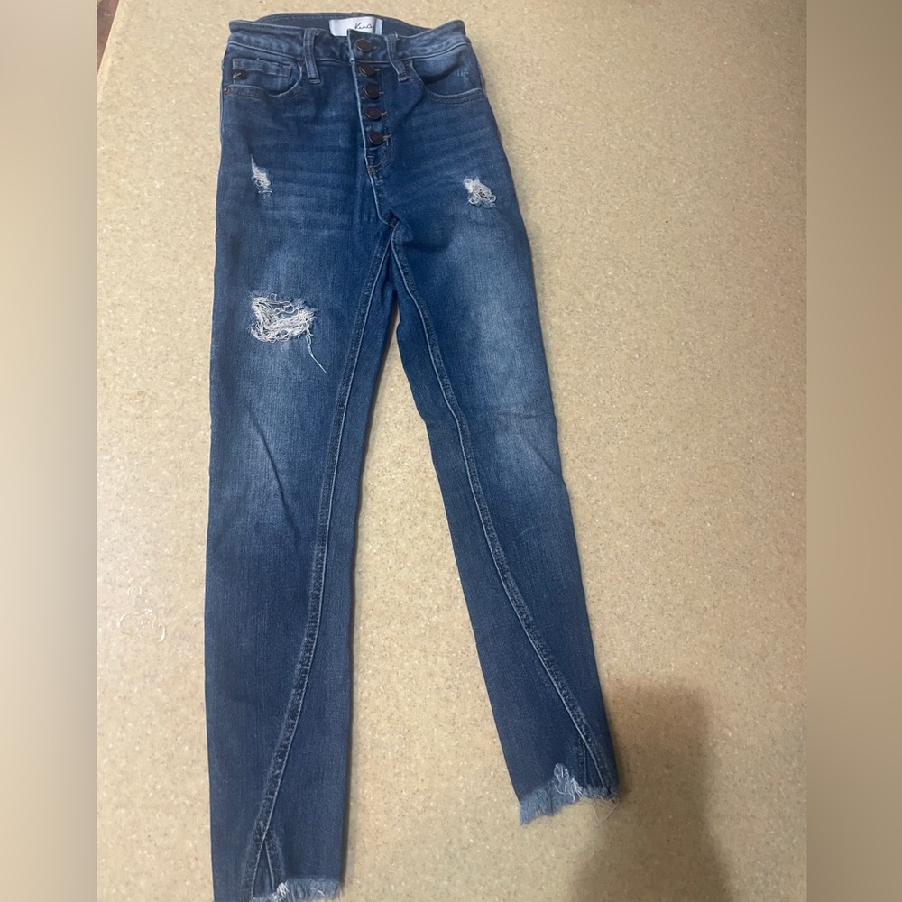 KanCan Dark Blue Distressed Ankle Jeans